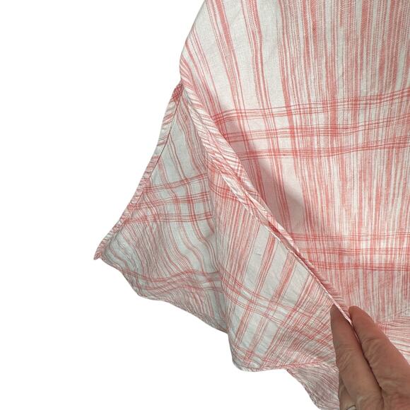 J.Jill Love Linen Sheath Maxi Dress Womens Large Pink Sleeveless Plaid Pockets - Picture 3 of 7